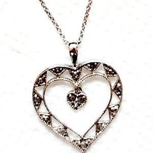 Sterling silver open heart with small crystals